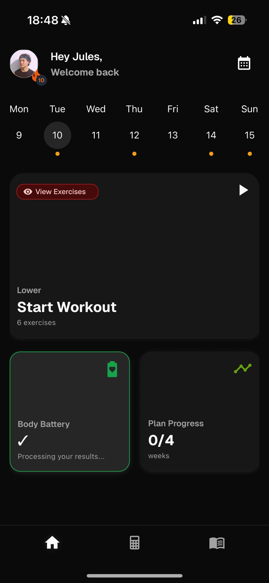 Xerceo app dark mode interface